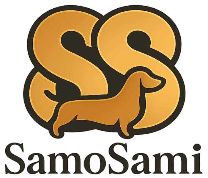Logo oficial de Samosami con monograma SS y perro teckel